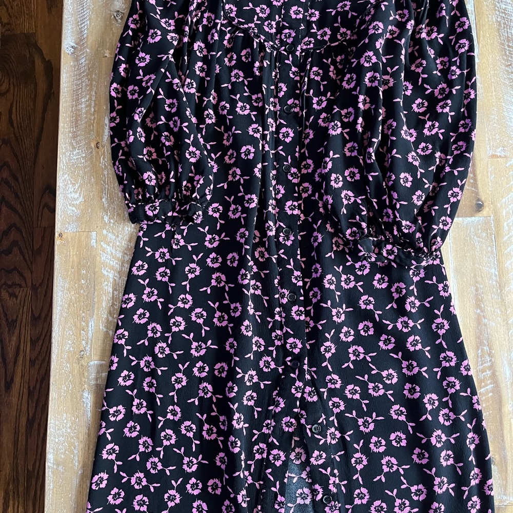 Zara Black and Pink Floral long dress size XS